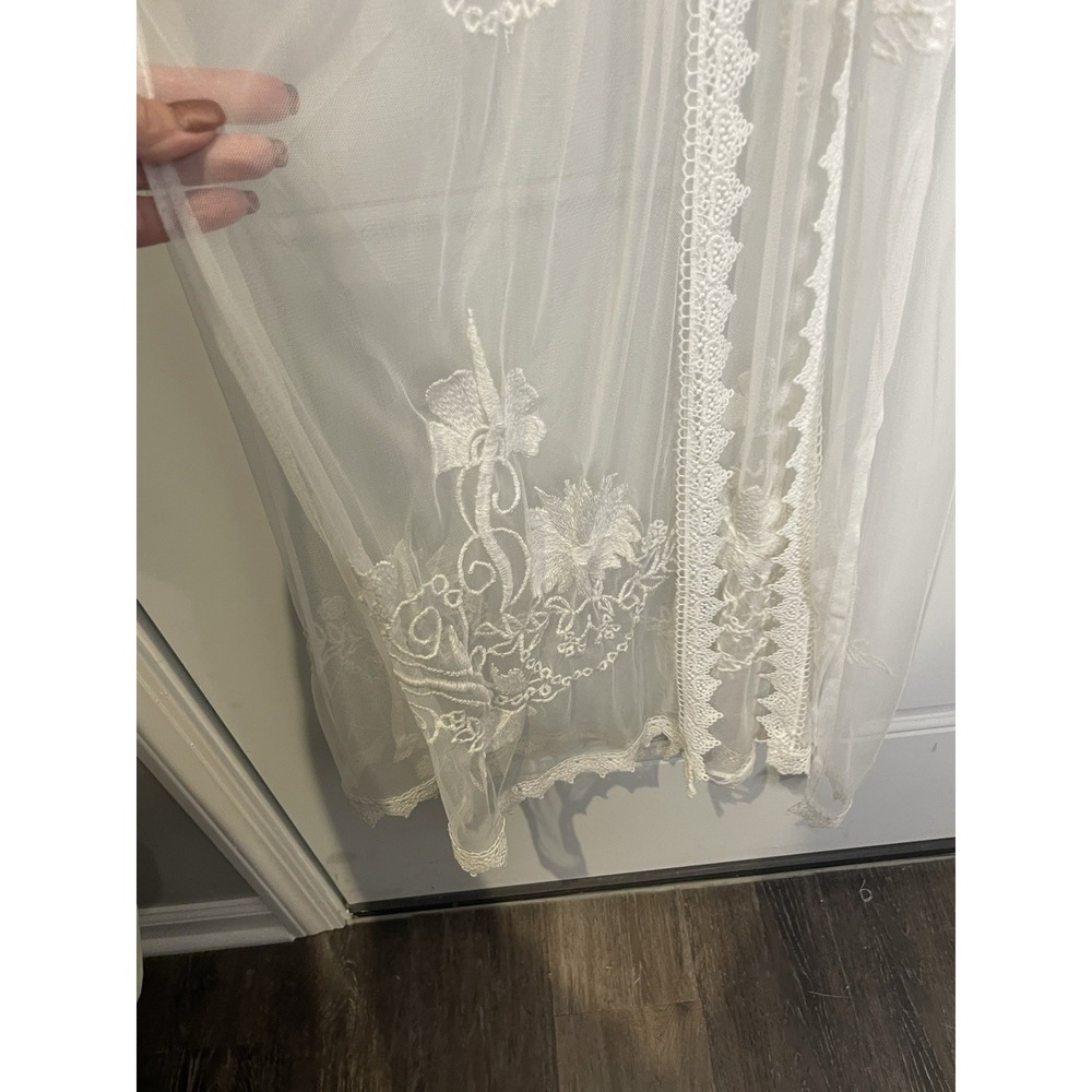 Primark Women's Large Long White Embroidered Lace Sheer Kimono Robe Swim Coverup - Picture 4 of 15